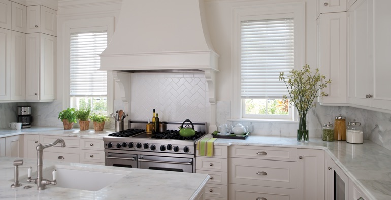 New Brunswick kitchen white blinds